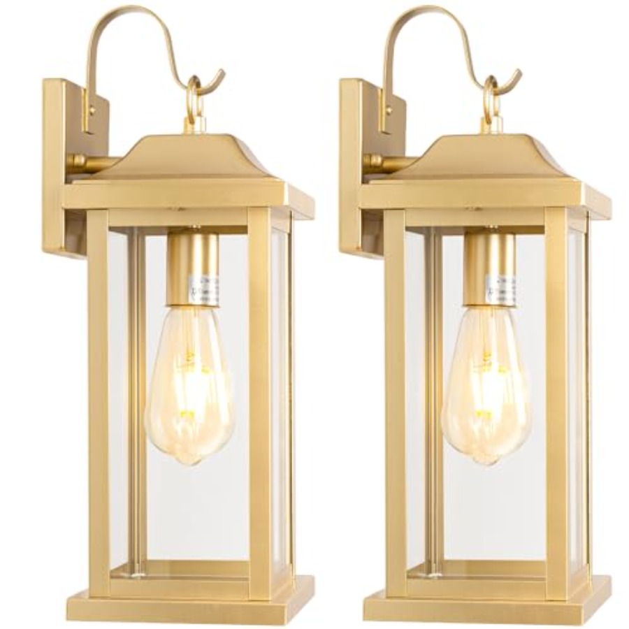 Outdoor Lighting Sconce - 17 Inch Large Gold Outdoor Sconces