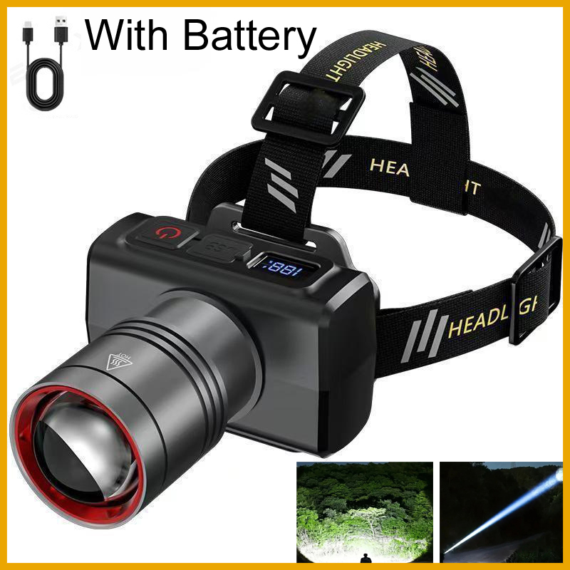 Outdoor Lighting Fixtures - 2026 LED digital Rechargeable Headlamp Super
