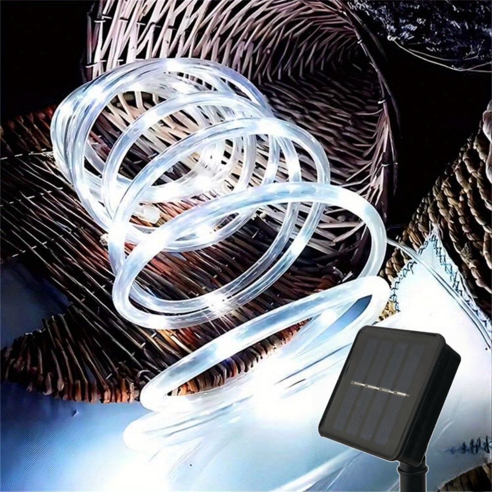 Outdoor Lighting For Fence - LED Solar Strip Rope Tube Fairy