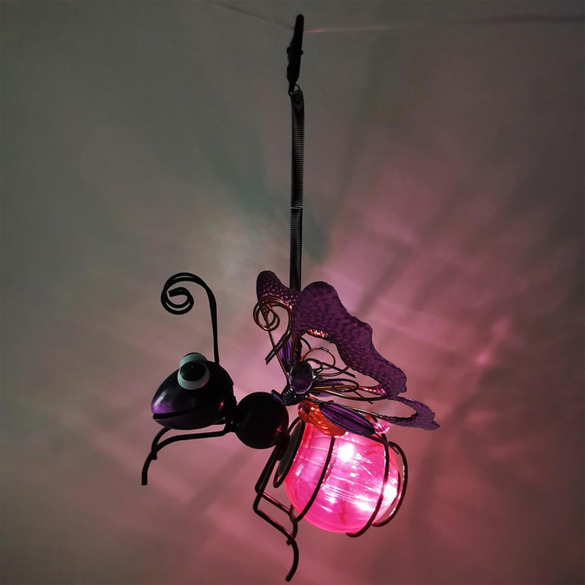 Outdoor Lighting For Fence - Solar Iron Insect Statue With LED