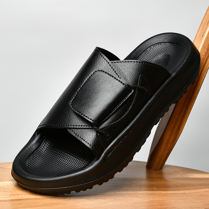 Outdoor Lighting Design - Leather Men's Slippers Slides Casual 2026