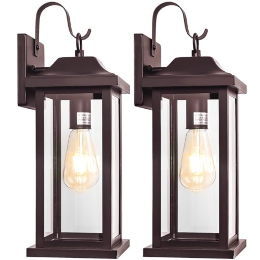 Outdoor Lighting Sconce - 2-Pack 17 Inch Large Bronze Outdoor