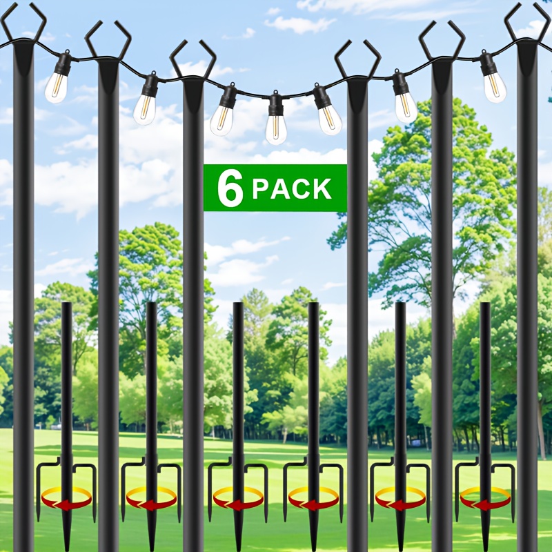 Outdoor Lighting For Christmas - 6pcs Metal Light Poles, 8.9ft Metal