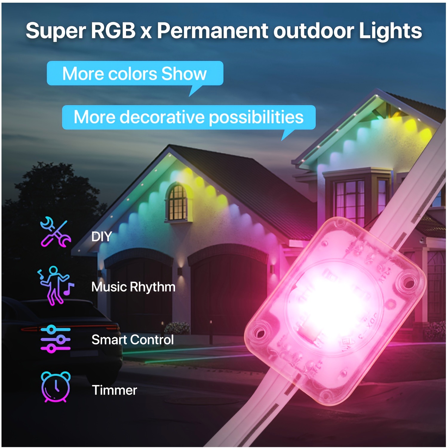 Outdoor Lighting Diy - RGB+IC Smart Outdoor Eaves Lights –