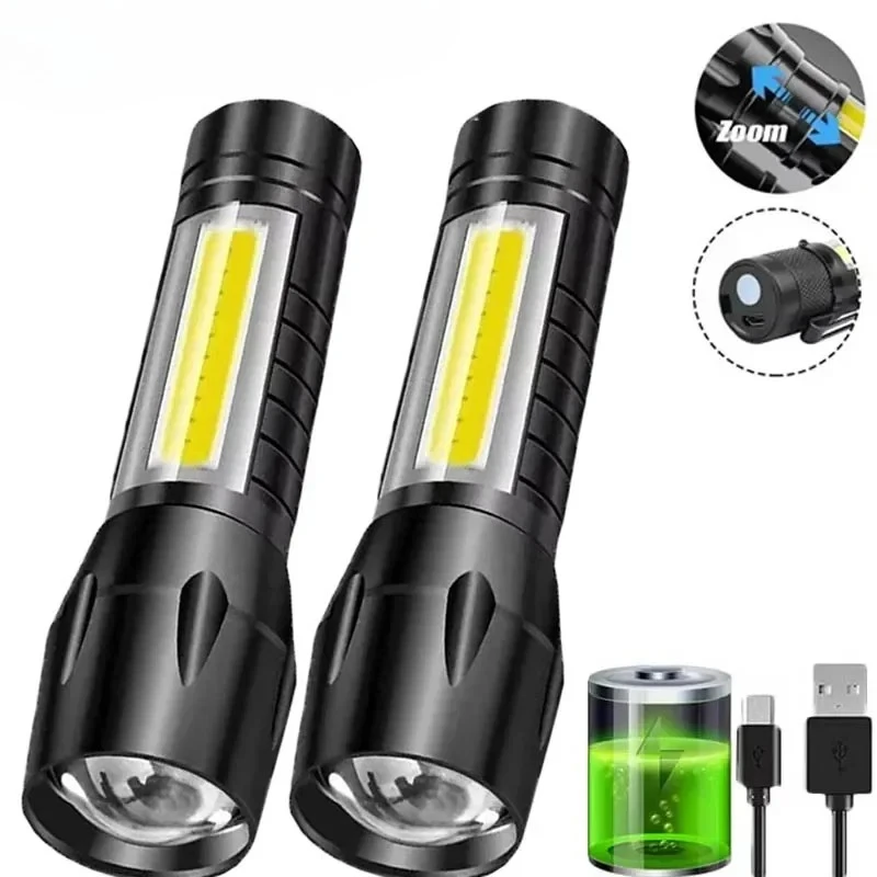 Outdoor Lighting Diy - Portable COB+LED Camping Light Flashlight USB