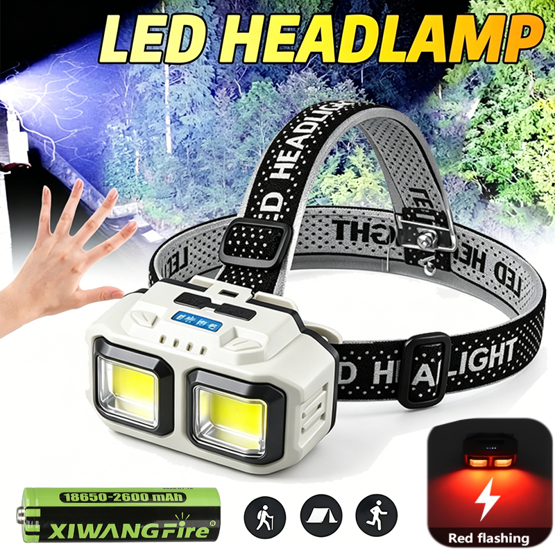 Outdoor Lighting Diy - COB LED Headlamp Rechargeable Headlight,Waterproof Work