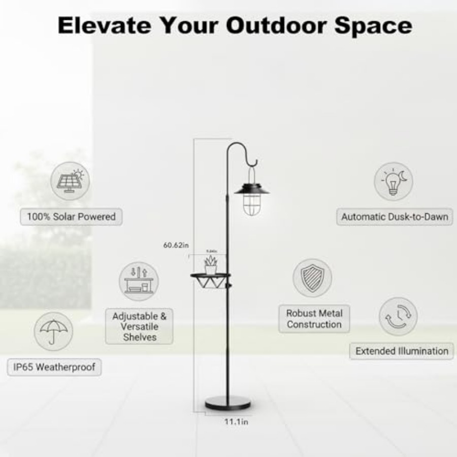 Solar Floor Lamp with Table, 6 – Outdoor Lighting Patio Bewertung und Preis