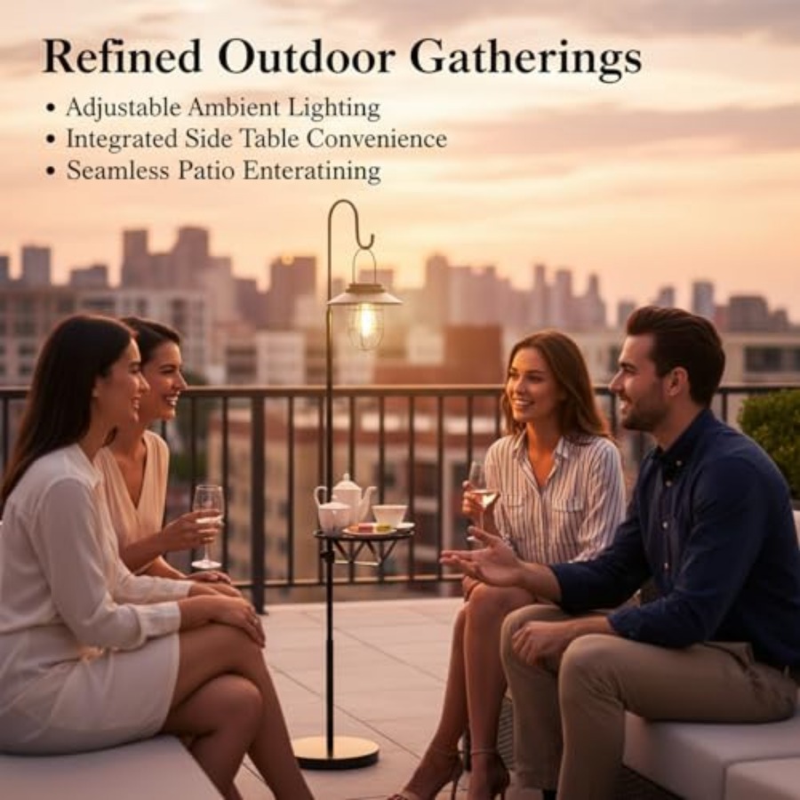Solar Floor Lamp with Table, 6 – Outdoor Lighting Patio Bewertung und Preis