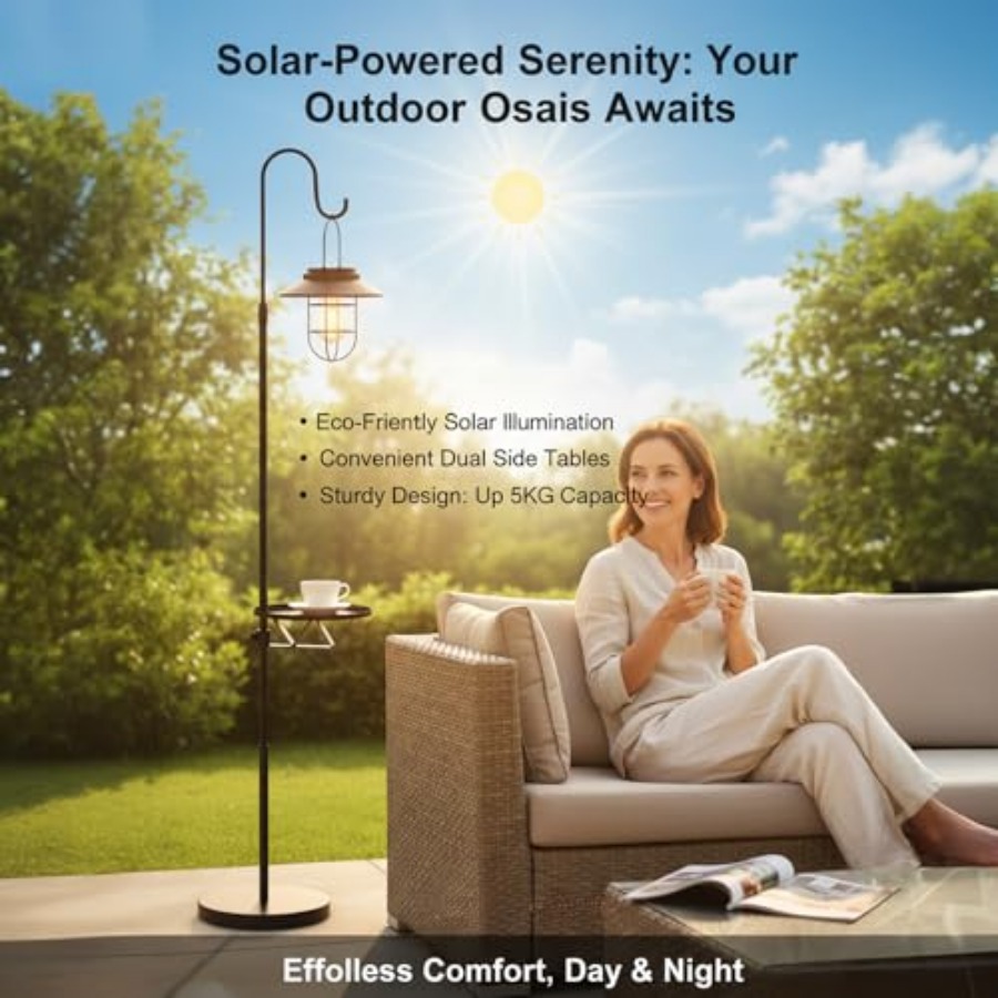Solar Floor Lamp with Table, 6 – Outdoor Lighting Patio Bewertung und Preis