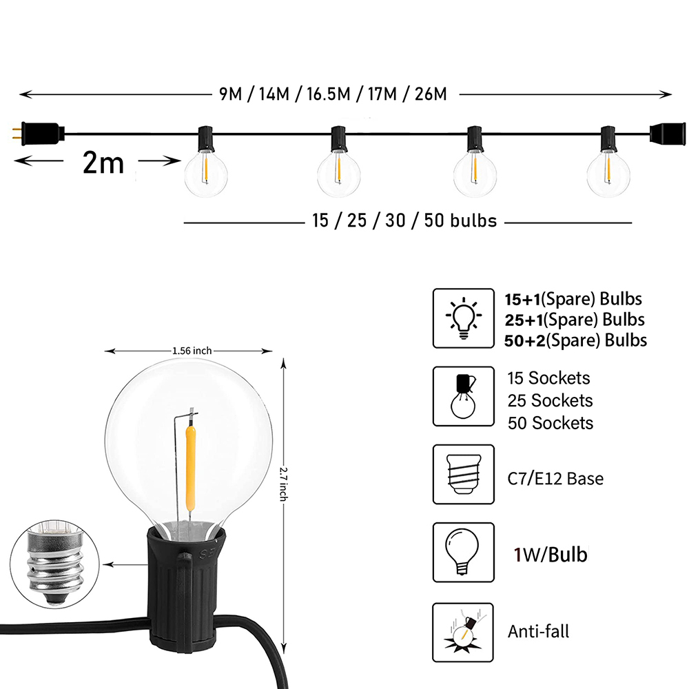 7/26M Festoon LED Globe String – Outdoor Lighting Ideas For Party Bewertung und Preis