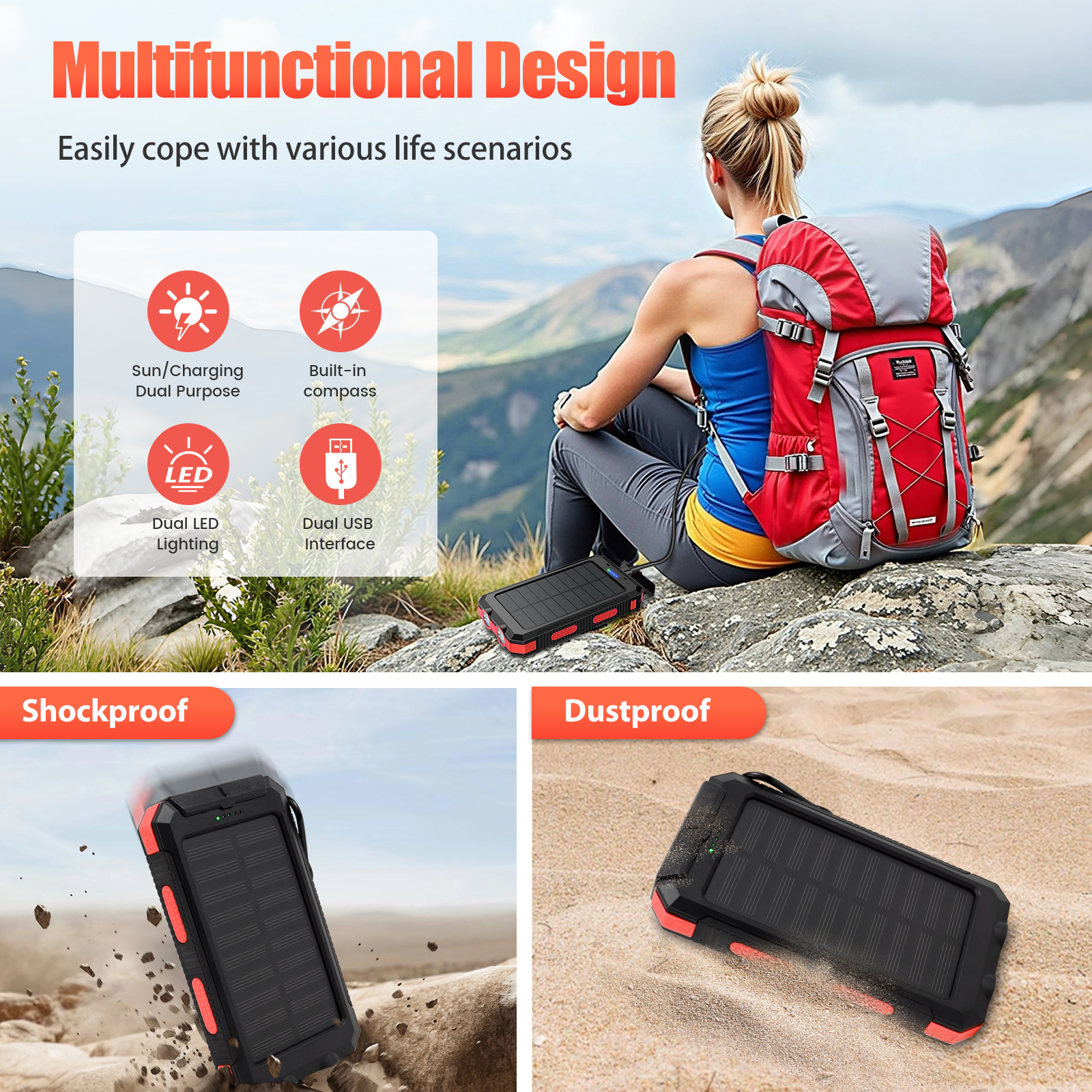 10000mAh Solar Power Bank Port – Outdoor Lighting Permanent Bewertung und Preis